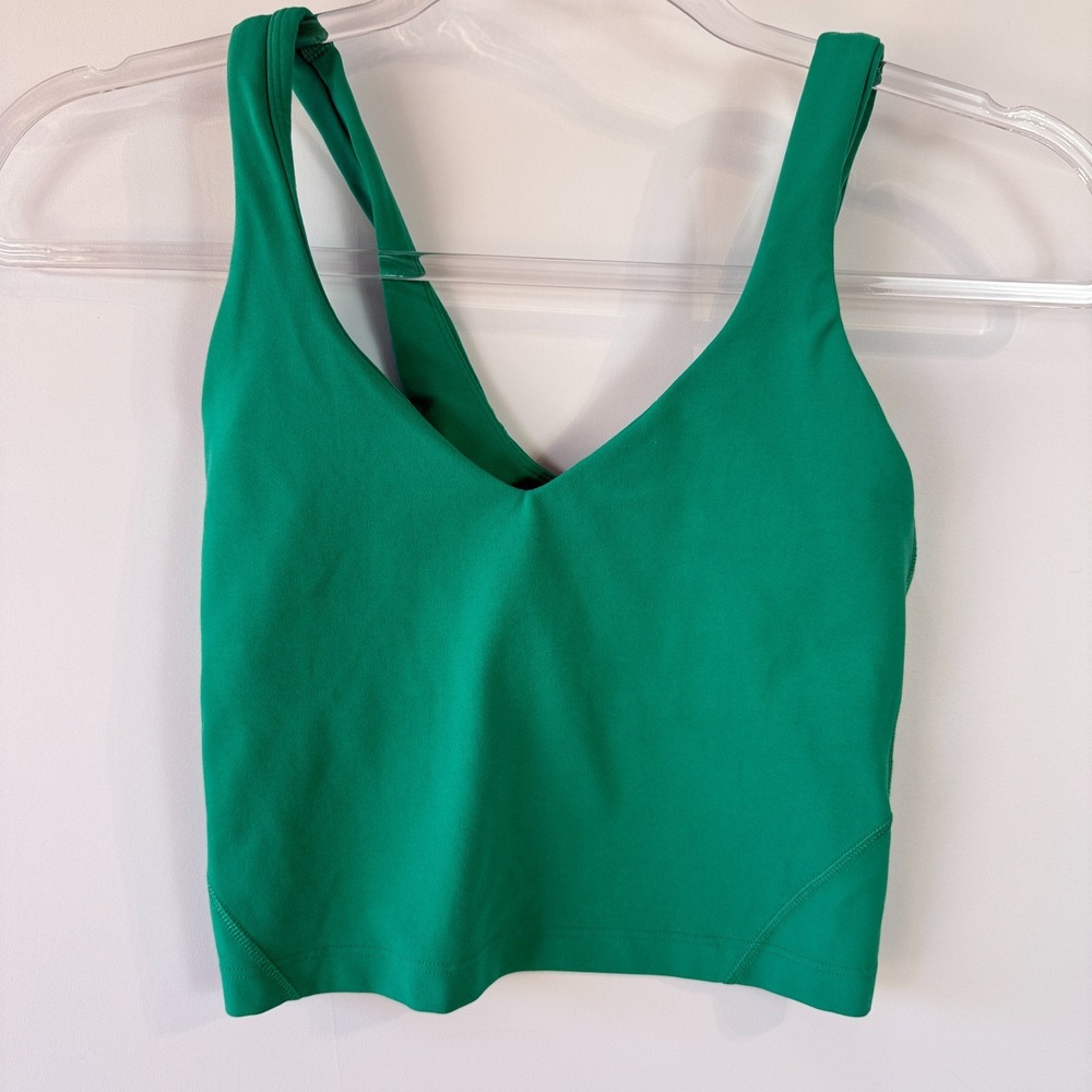LULULEMON Align Cropped Yoga Tank Top Forest Green Crop Active Built in Bra Sz 0